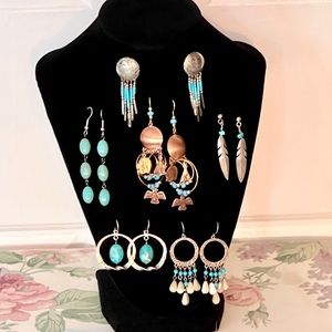 Set of 6 Turquoise Earrings